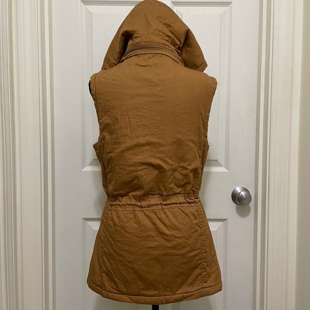 YMI Collection Hooded Vest Brown Faux Fur Lined Full Zip Drawstring Fits M - L - Picture 4 of 10